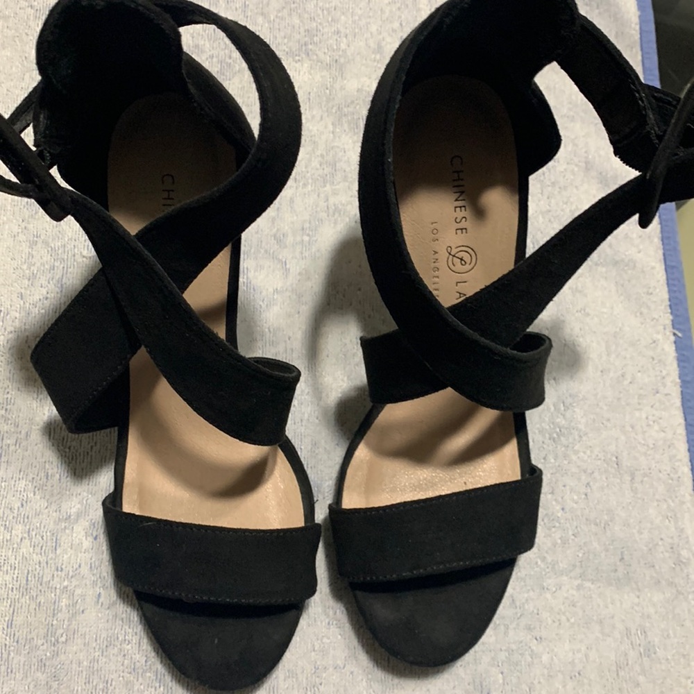 Black strapped heels